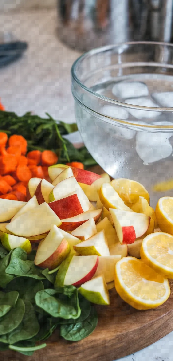 Ingredients photo for Apple Lemon Carrot Spinach Juice Shots Recipe