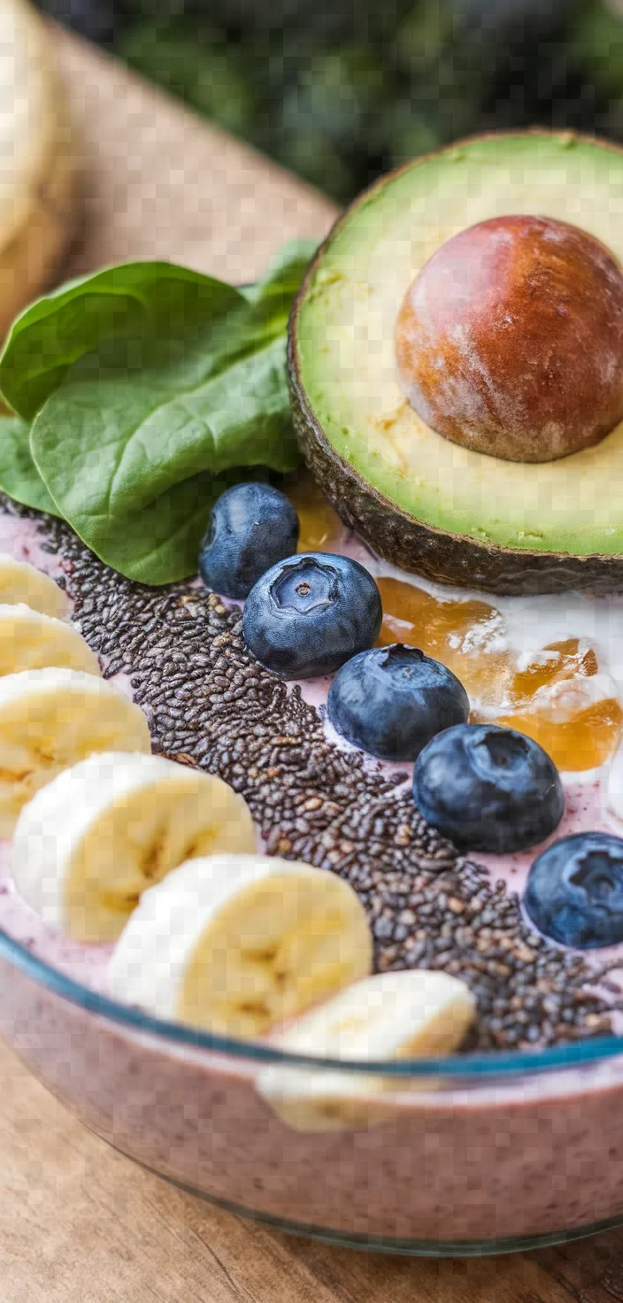 Ingredients photo for Avocado Blueberry Smoothie Spinach Recipe