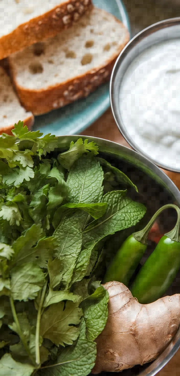 Ingredients photo for Cilantro Mint Chutney Tea Sandwiches Recipe