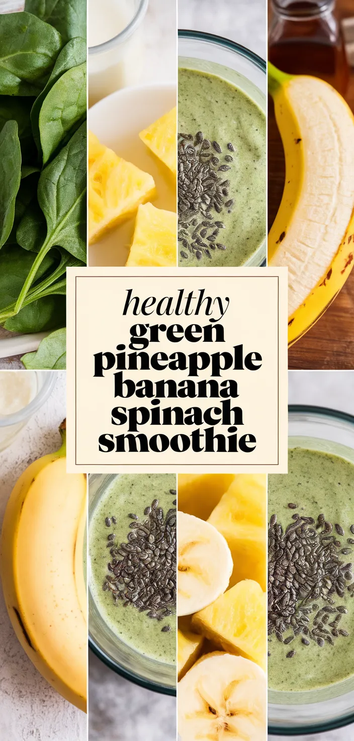 A photo of Healthy Green Pineapple Banana Spinach Smoothie Recipe