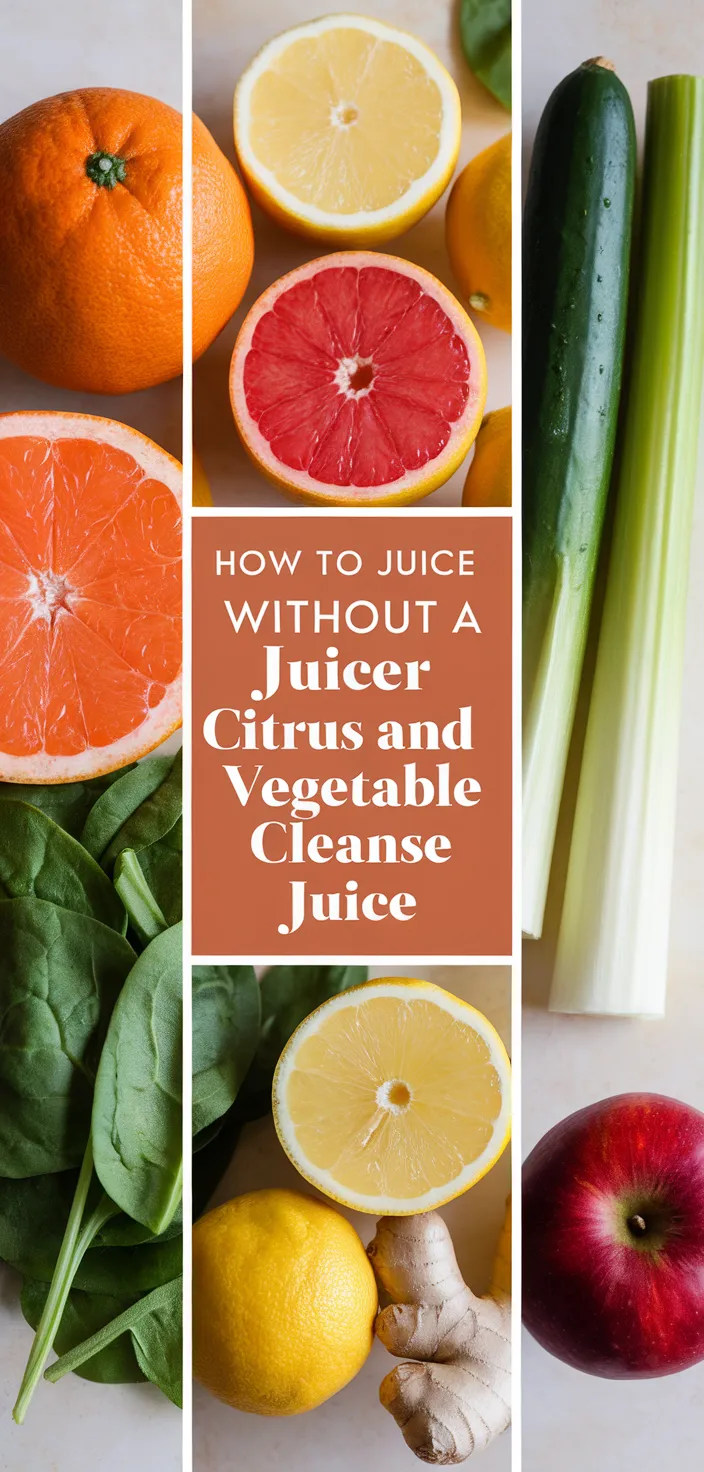 A photo of How To Juice Without A Juicer Citrus And Vegetable Cleanse Juice Recipe