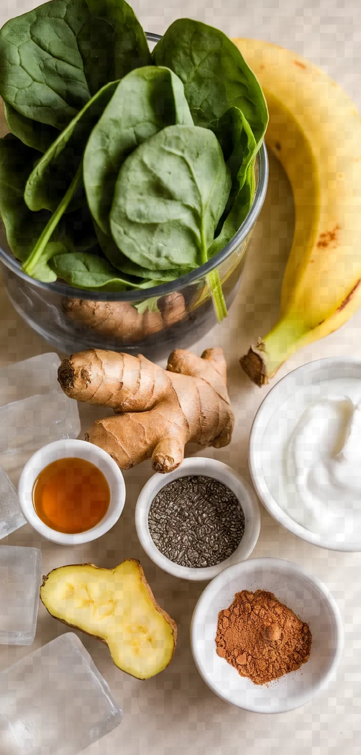 Ingredients photo for Frozen Spinach Smoothie With Ginger Root Recipe