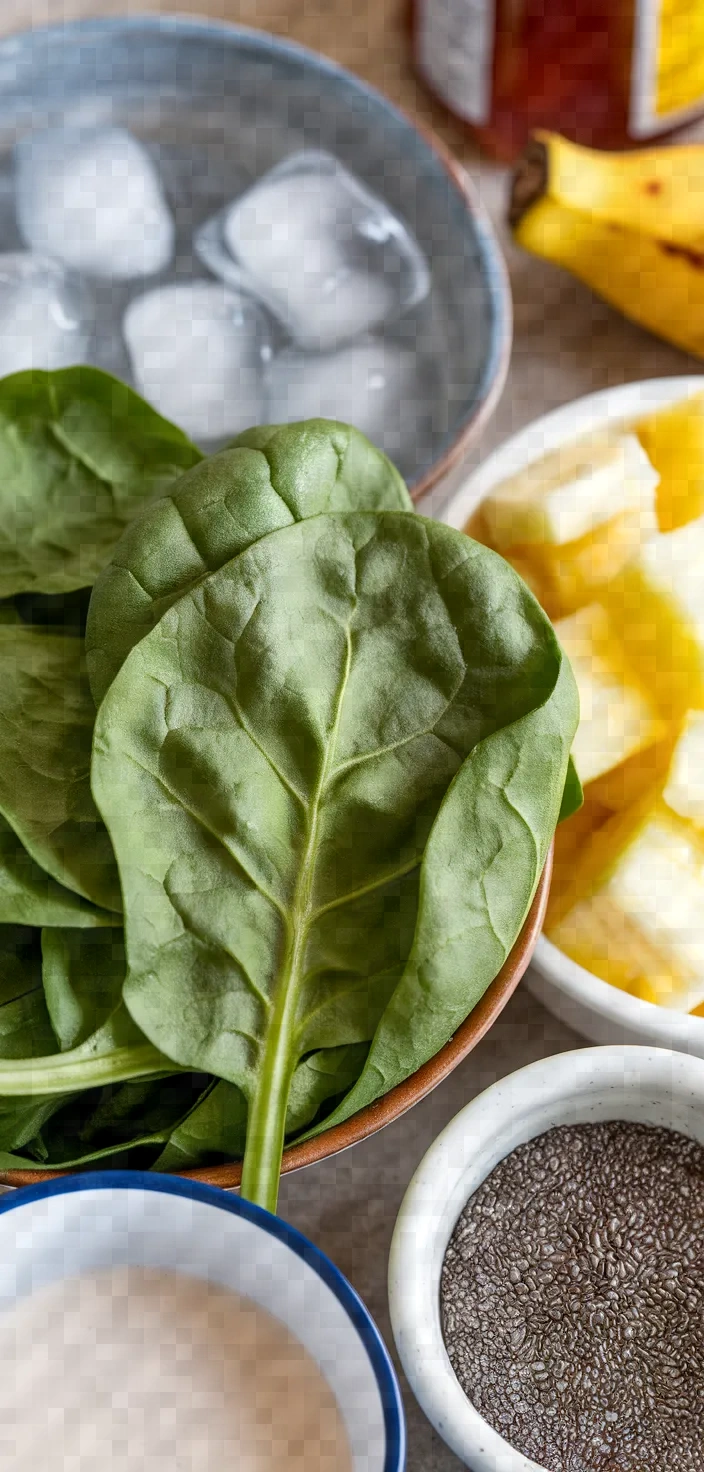 Ingredients photo for Healthy Green Pineapple Banana Spinach Smoothie Recipe