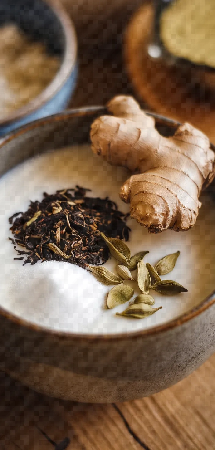 Ingredients photo for Inji Chai Indian Ginger Tea With Milk Recipe