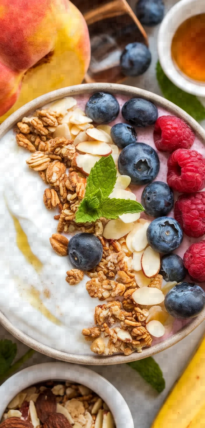 Ingredients photo for Peach Banana Smoothie Bowl Recipe