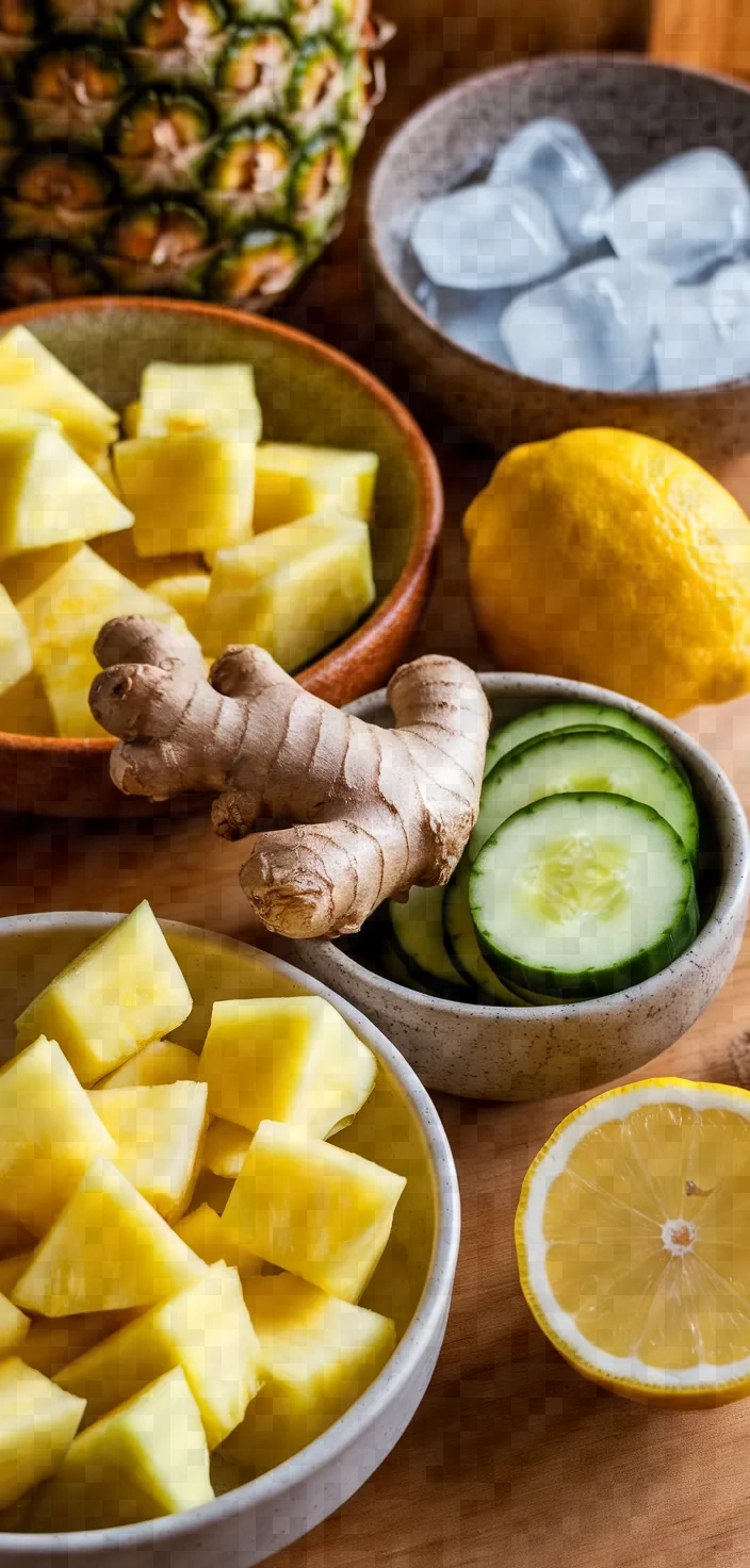 Ingredients photo for Pineapple Cucumber Ginger Lemon Weight Loss Juice Recipe