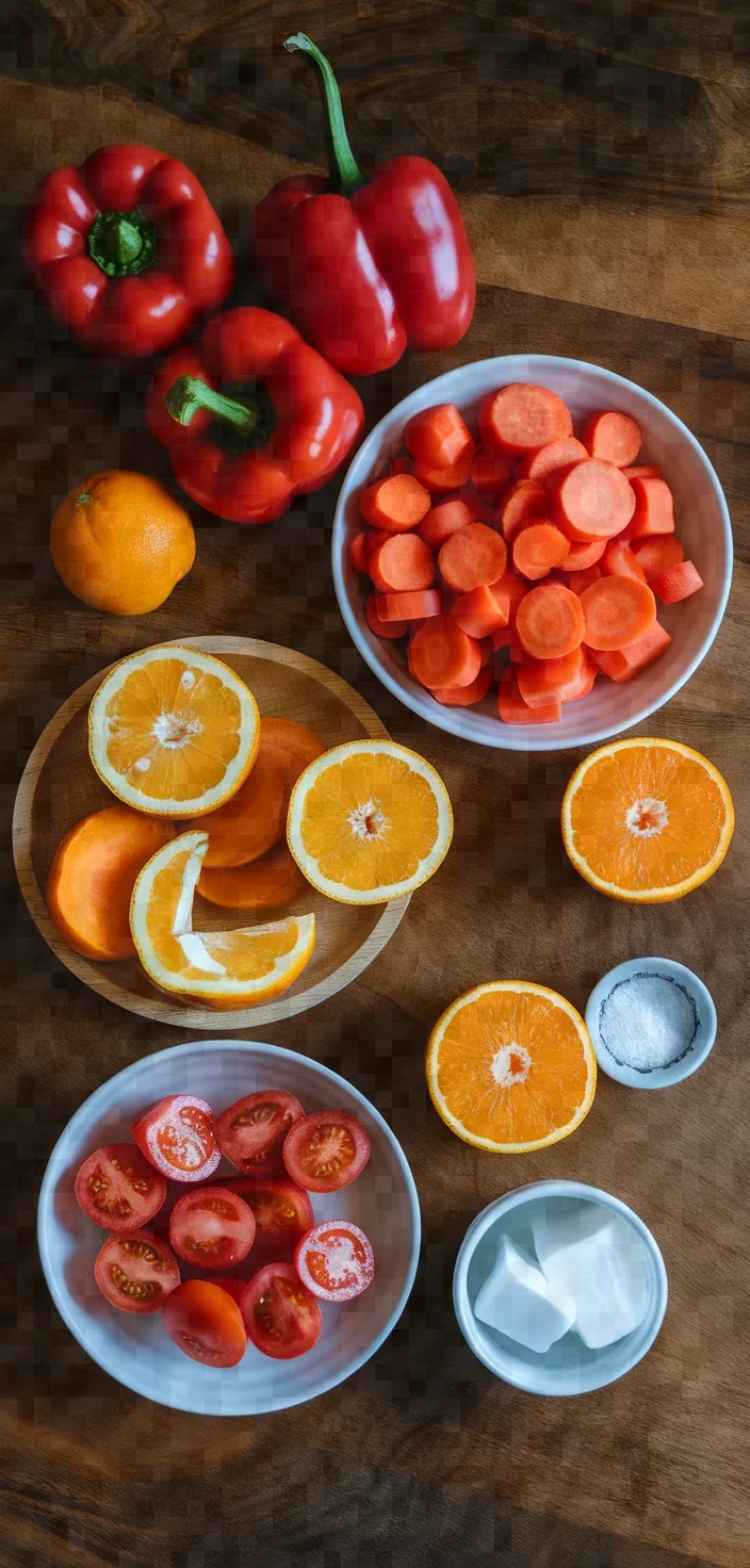 Ingredients photo for Red Bell Pepper Carrot Juice Orange Tomato Recipe