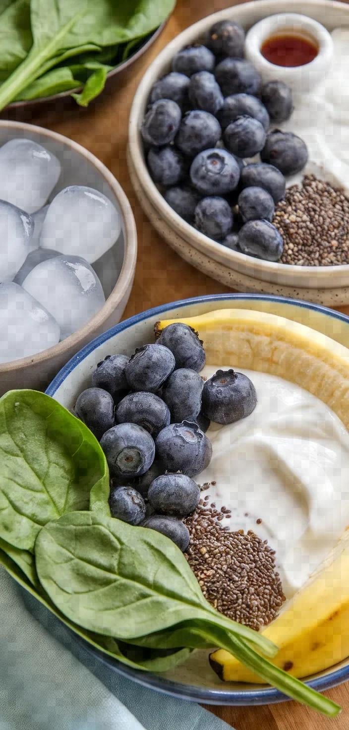 Ingredients photo for Spinach Blueberry Banana Smoothie Recipe