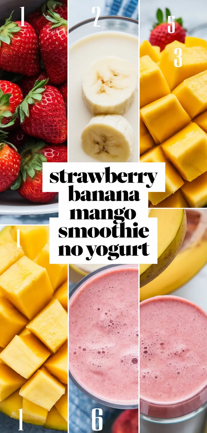 A photo of Strawberry Banana Mango Smoothie No Yogurt Recipe