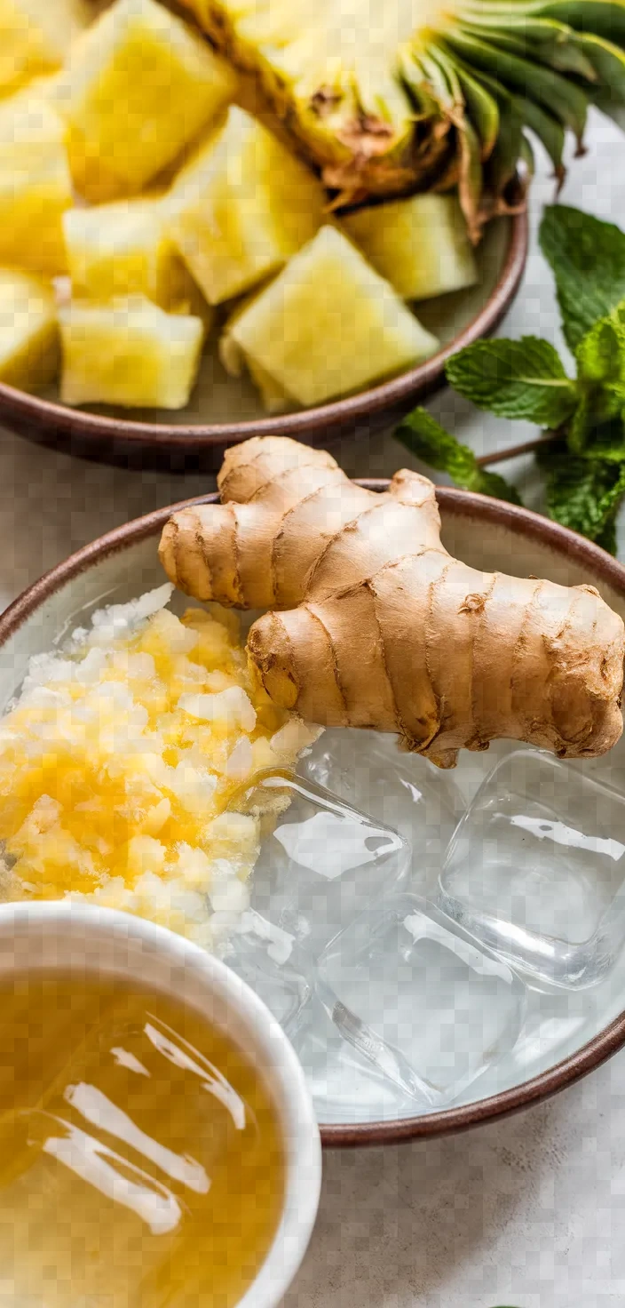 Ingredients photo for Golden Fresh Pineapple Ginger Juice Recipe