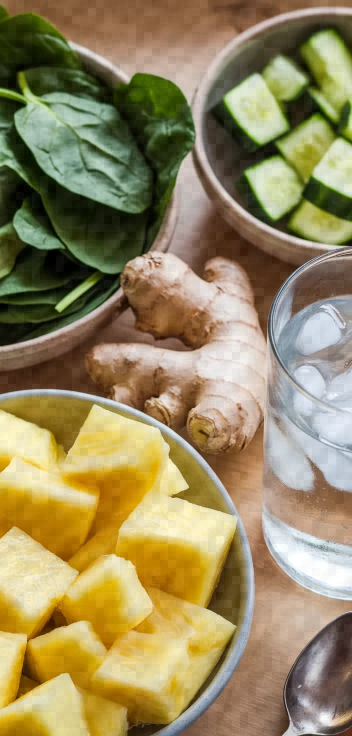 Ingredients photo for Pineapple Ginger Juice Spinach Cucumber Recipe