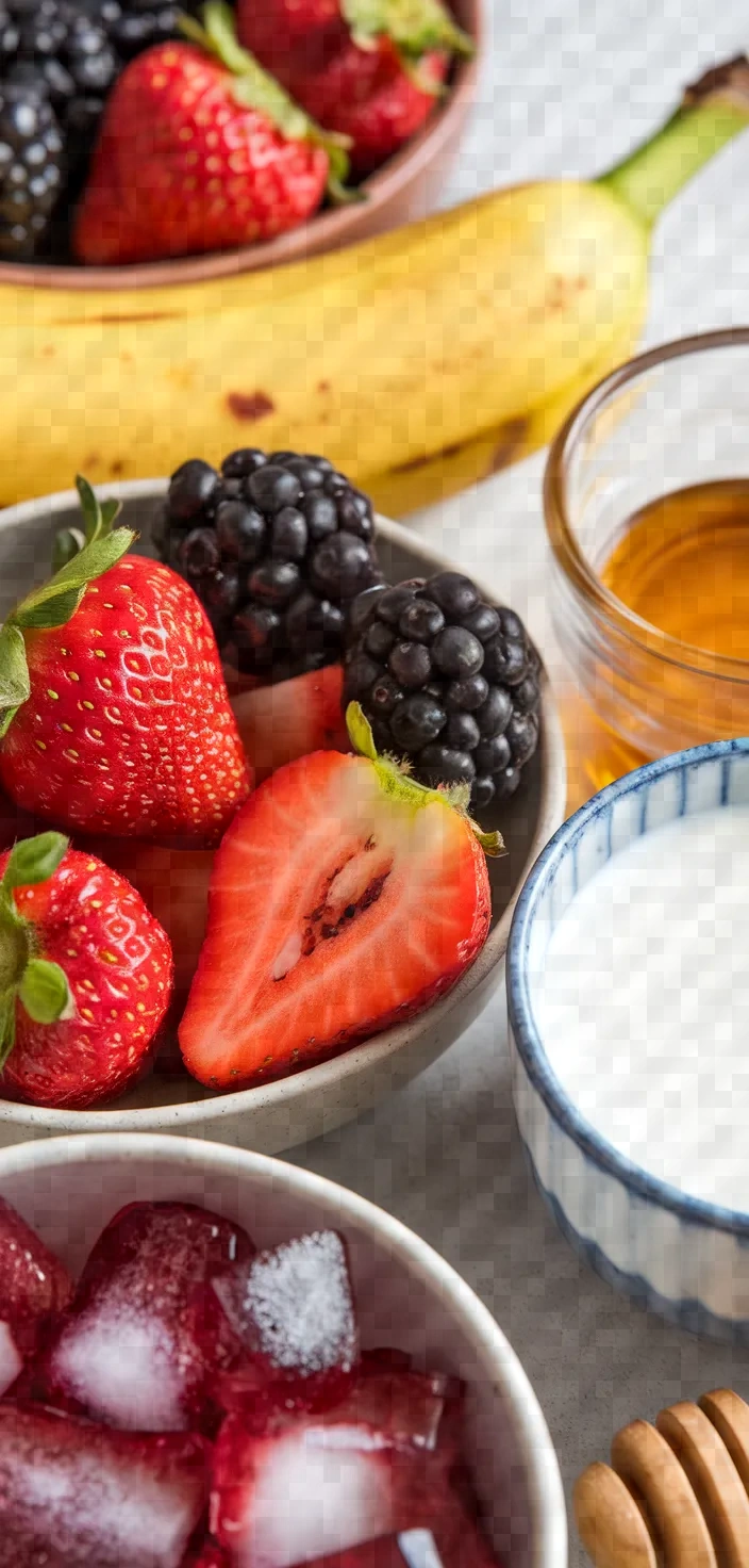 Ingredients photo for Strawberry Banana Blackberry Smoothie Recipe