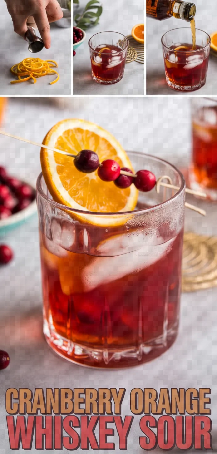 A photo of Cranberry Orange Whiskey Sour Recipe